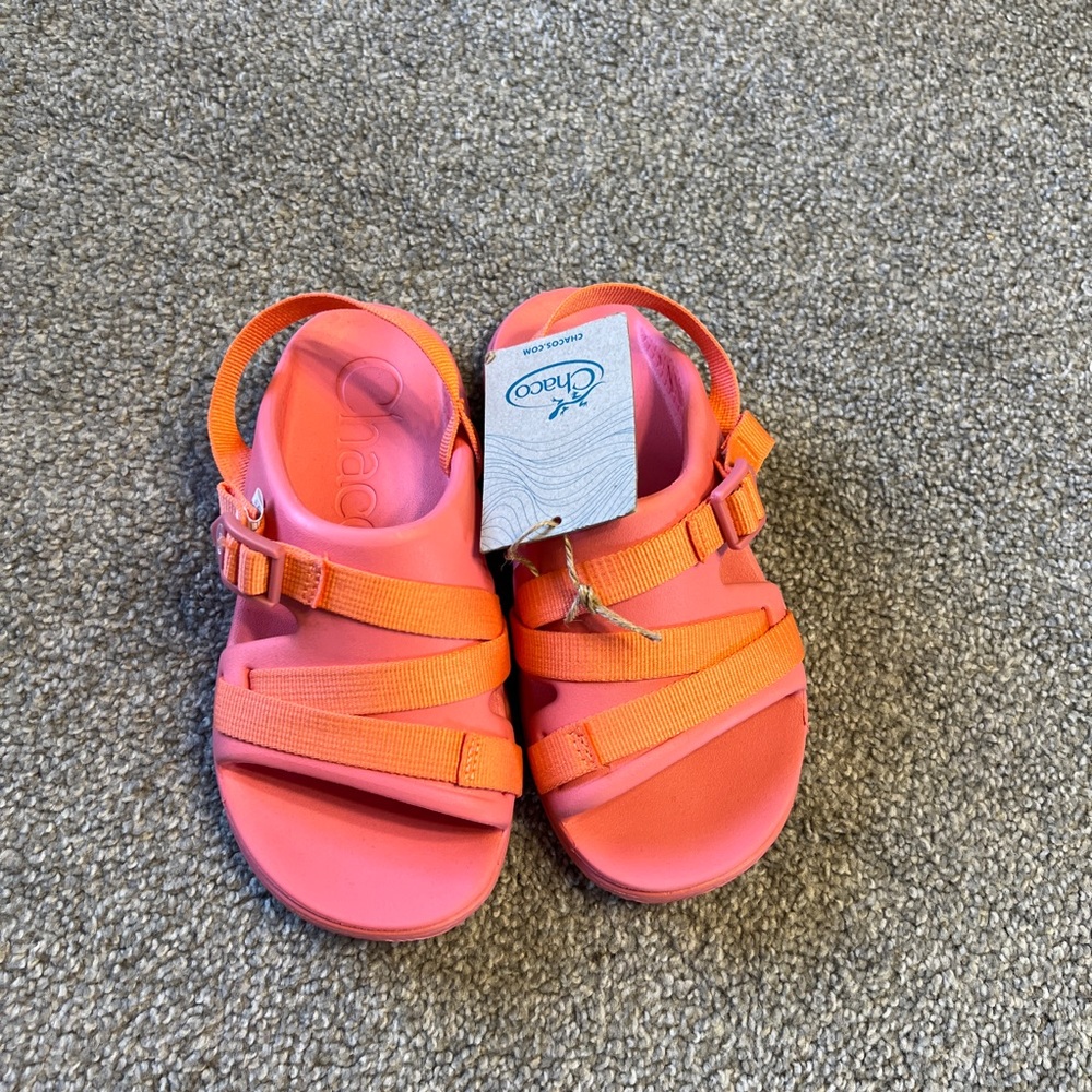 chaco sandals girls 3 coral pink orange classic strap outdoor‎ casual hiking